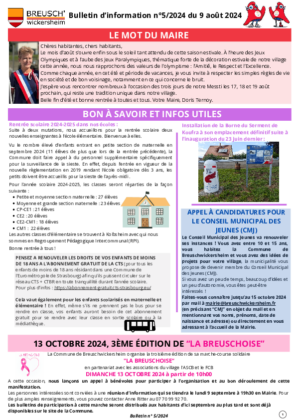 Bulletin d'information n° 5 du 9 août 2024