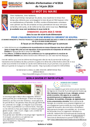 Bulletin d'information n° 4 du 14 juin 2024