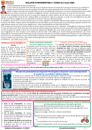 Bulletin d'information n° 2/2023 du 2 mars 2023