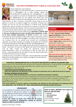 Bulletin d'information n°8/2025 du 12 décembre 2025