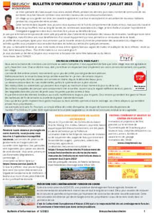 Bulletin d'information n° 5/2023 du 7 juillet 2023