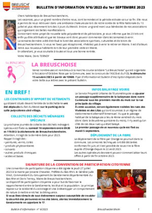 Bulletin d'information n° 6/2023 du 1er septembre 2023