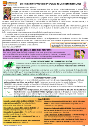 Bulletin d'information n° 6/2025 du 26 septembre 2025