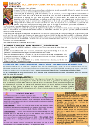 Bulletin d'information N°5-2025 du 15 août 2025